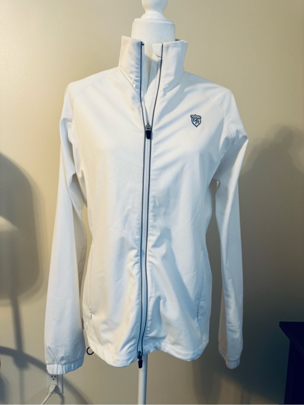 White Full-Zip Utility Jacket with Subtle Logo
